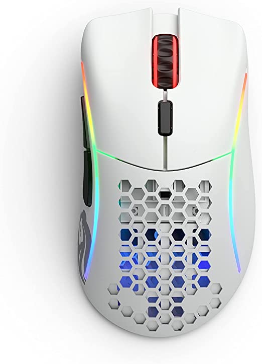 Photo 1 of Glorious Model D Wireless Gaming Mouse - RGB Mouse Wireless - 69 g Superlight Computer Mouse - Ergonomic Bluetooth Mouse - Honeycomb Mouse (Matte White)