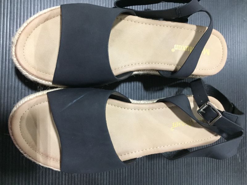 Photo 1 of Max Maxum- Espadrilles Trim Rubber Sole Flatform Wedge Buckle Ankle Strap Open Toe Sandalsin womens size 7.5