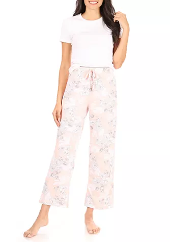 Photo 2 of [Size M] Tahari Elastic Waistband Straight Leg Pajama Pants with Drawstring [Gossamer]