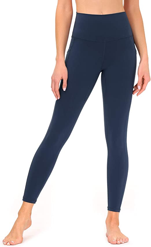 Photo 2 of [Size M] Ponamfo Yoga Pants for Women, High Waisted Workout Leggings with Tummy Control and Pockets [Navy] 