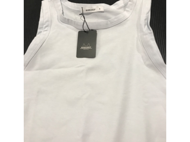 Photo 4 of [Size S] MANGOPOP Bodysuit for Women Scoop Neck Sleeveless Ribbed Racerback Tank Tops [White]