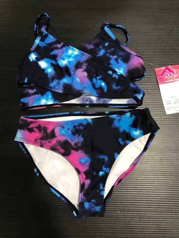Photo 3 of [Size 8] Kanu Surf Girls' Coral Reef Beach Sport Wrap Around Bikini 2-Piece Swimsuit [Hurricane Black/Pink]