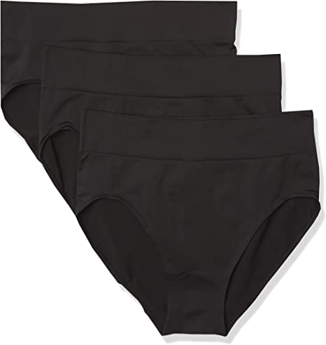Photo 1 of [Size XL/8] Hanes Ultimate Women's Smoothing Seamless Hi-Cut Brief 3-Pack [Black]