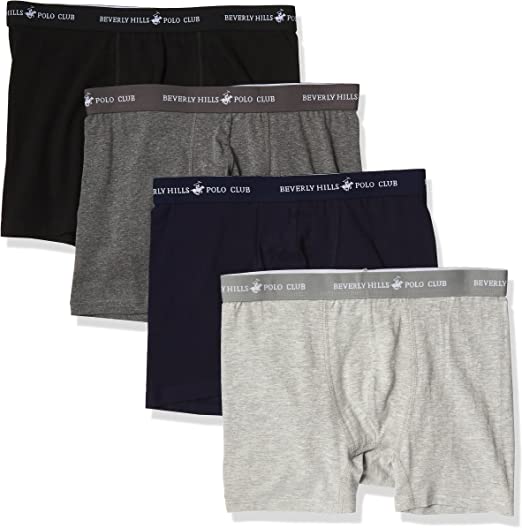 Photo 1 of [Size XL] Beverly Hills Polo Club Men's 4 Pack Knit Boxer, Grey/Black/Blue/Grey