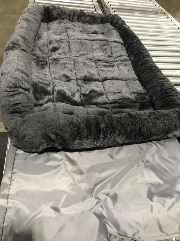 Photo 4 of [48"] MidWest Bolster Pet Bed | Ideal for Metal Dog Crates | Machine Wash & Dry [Charcoal Grey] 