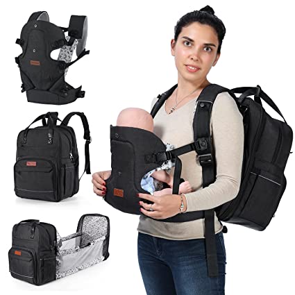 Photo 1 of Baby Diaper Bag Backpack with Changing Station- Baby Carrier w/ Large Main Storage, Portable Bassinet with Insulated Bottle Pocket, Built-In USB, and Charging Port