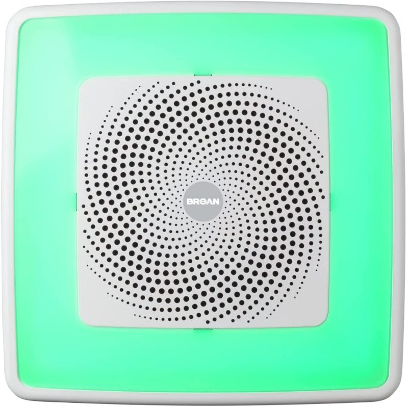 Photo 1 of Broan-NuTone ChromaComfort Bathroom Exhaust Fan with Sensonic Bluetooth Speaker and LED Light, White