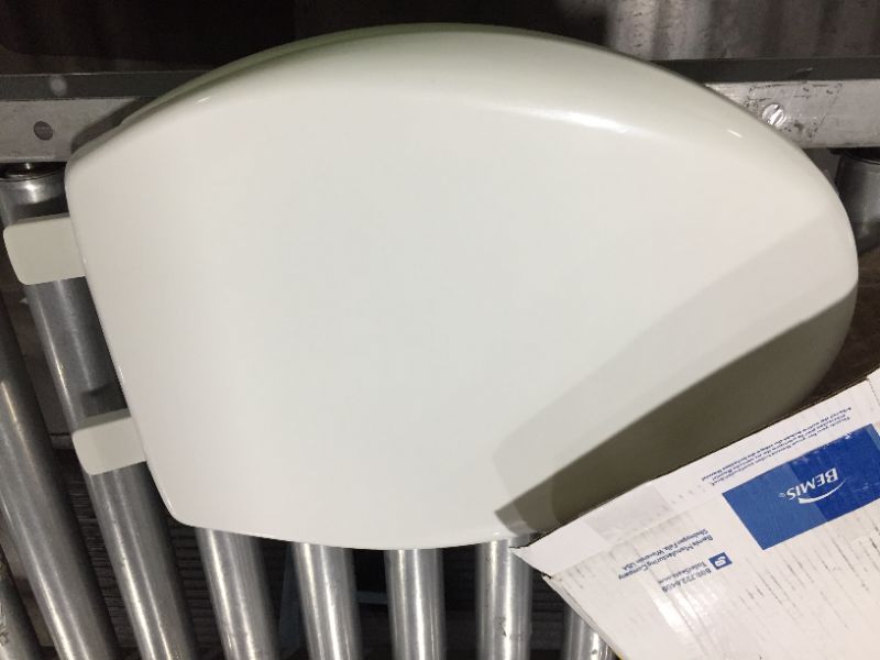 Photo 2 of Bemis 1500EC 390 Toilet Seat with Easy Clean & Change Hinges, Elongated, Durable Enameled Wood, Cotton White