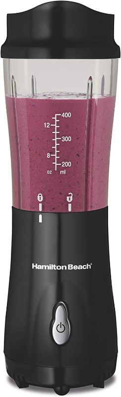 Photo 1 of Hamilton Beach Personal Blender for Shakes and Smoothies with 14 Oz Travel Cup and Lid, Black (51101AV)
