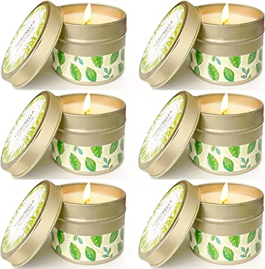 Photo 2 of ?6 Pack? Citronella Scented Candles for Home Decoration Outdoor Indoor, Natural Soy Wax Candles Gift Set, Travel Tin Candles Set, Lemongrass Aromatherapy Candles for Home Garden Patio Balcony
