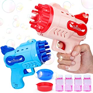 Photo 1 of 2 Bubble Machine for Toddlers - 12 Hole Bubble Maker with 4 Refill Solution for Kids, Automatic Bubble Blower for Outdoor Indoor Toys Gif