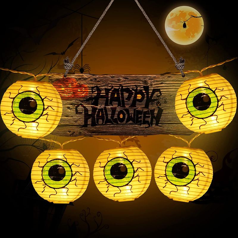 Photo 1 of 7.5 Inch Diameter Halloween Eyeball String Light, 10 ft 30 LED Battery Powered Lights Decoration for Home Indoor Outdoor Halloween Party Supplies Garden Yard Tree
