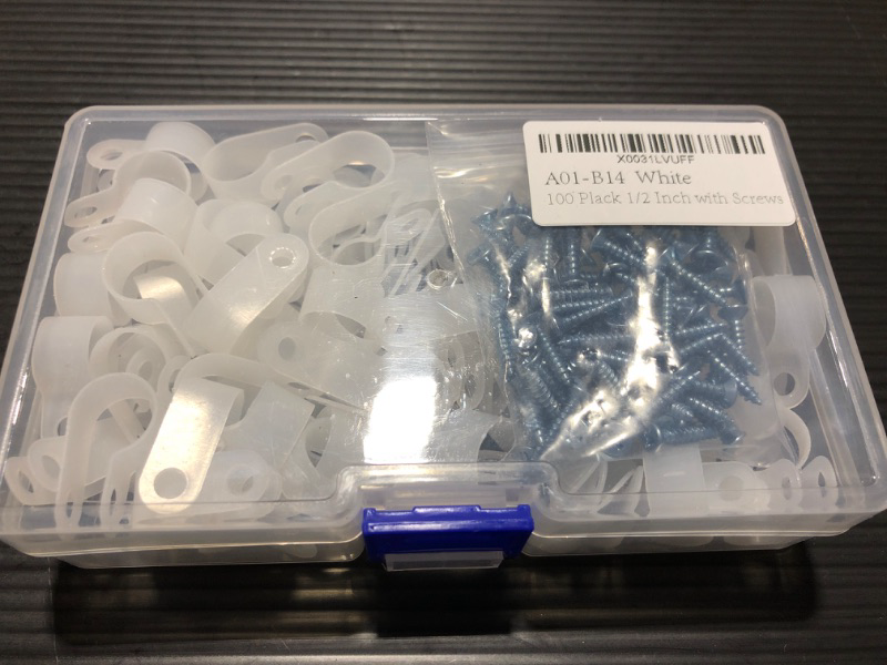 Photo 2 of 100 Pcs Clamps + 100 Pcs Screws 1/2 Inch Rope Light P-Style R-Type Mounting Clips with Compatible Screws in The Box -White