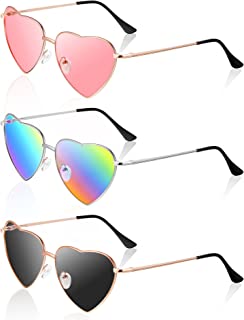 Photo 1 of 3 Pairs Heart Sunglasses Metal Frame Heart Glasses Lovely Heart Mirrored Sunglasses Women Trendy Eyewear, UV Protection Lens (Classic Colors)
2 packs of 3 pairs / 6 pairs in total