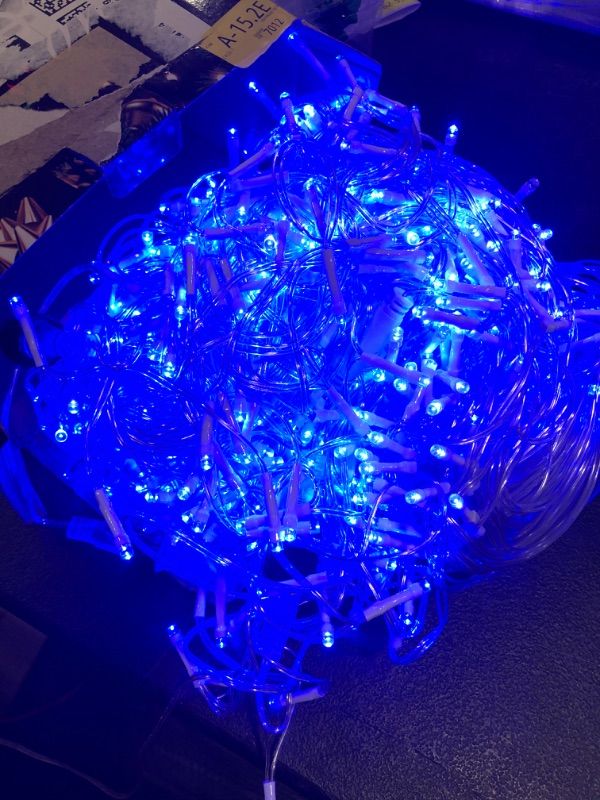 Photo 2 of 66ft Christmas Lights Decorations Outdoor, 640 LED 8 Modes Curtain Fairy Lights with 120 Drops,Plug in Waterproof Timer Memory Function for Christmas Holiday Wedding Party Decorations(Blue)