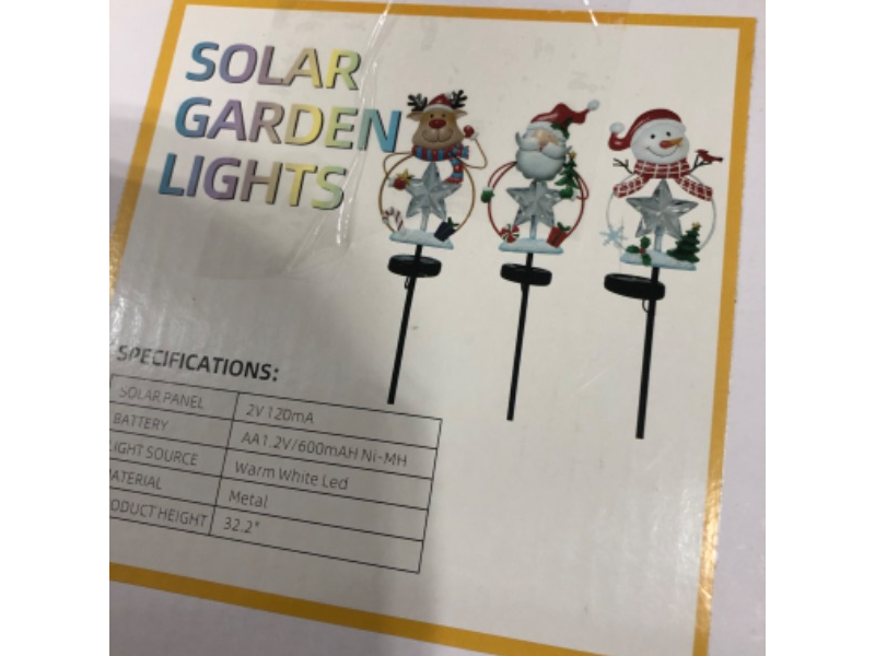 Photo 1 of 3 Pack Solar Christmas Garden Stake Lights, Solar Powered Santa Claus, X-mas Tree & Reindeer Outdoor Decorative Lights, Warm White LED Landscape Lighting, Waterproof for Patio Yard Decorations