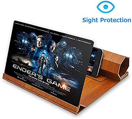 Photo 1 of ORETECH Screen Magnifier, 12 inch Foldable Smart Phone Screen Amplifier Projector Movie Video Enlarger Wooden Phone Holder Stand with 3D Screen Magnifying Amplifying Glass for All Smart Phone Model