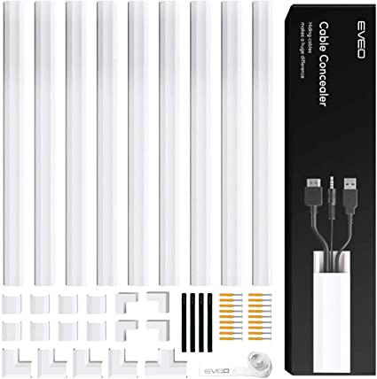 Photo 1 of 153” Cord Hider - Cord Cover Wall - Paintable Cable Concealer, Wire hiders for TV on Wall - Cable Management Cord Hider Wall Including Connectors & Adhesive Cable Raceway - Cord Management White Matt - factory sealed
