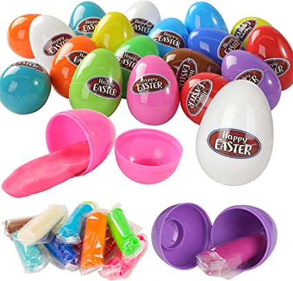 Photo 1 of 24PCS Eggs Filled with Modeling Compound, Easter Basket Stuffers Premium Prefilled Eggs for Kids