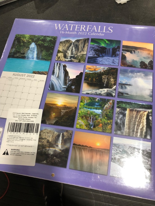 Photo 2 of 2022 Square Wall Calendar - Waterfalls, 12 x 12 Inch Monthly View, 16-Month, Natural World Theme, Includes 180 Reminder Stickers