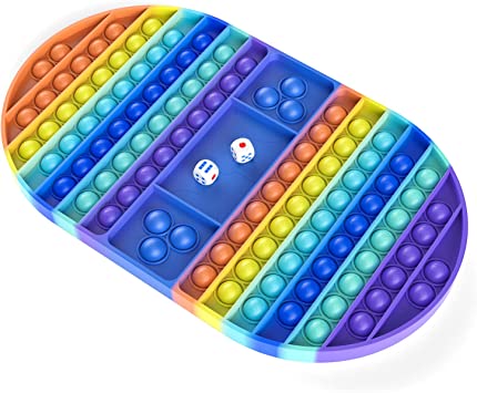 Photo 1 of Lcamaw Big Size Bubble Fidget Toy, Rainbow Chess Board Push Bubble Popper Fidget Silicone Sensory Toy for Parent-Child Time, Stress Relief Fidget Toy to Play with Friends (Color 1)