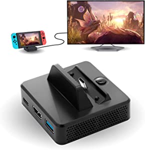 Photo 1 of HDMI Dock for Nintendo Switch, TV Dock for Nintendo Switch, Portable Replacement Mini Dock for Nintendo Switch OLED with USB 3.0 Port and HDMI Port - Black