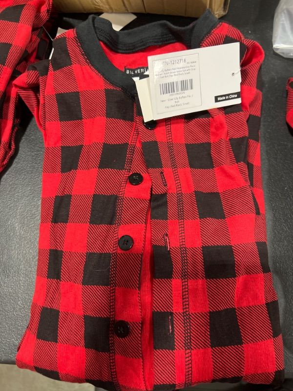 Photo 1 of 2 PACKS! Silver Lilly Buffalo Plaid Women's One Piece Pajamas - Adult Unisex Union Suit with Drop Seat, Small 