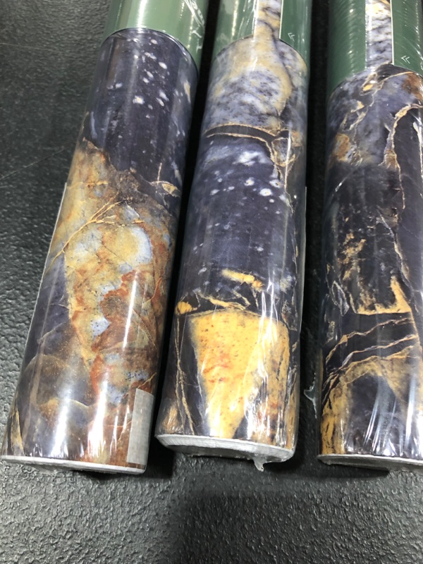 Photo 3 of 3 ROLLS!! Yenhome Marble Peel and Stick Countertop Contact Paper Waterproof Blue Marble Contact Paper Counter Cover Counter Top Laminate Countertop Sheets for Kitchen Backsplash Wallpaper for Bathroom 17.7X80in
