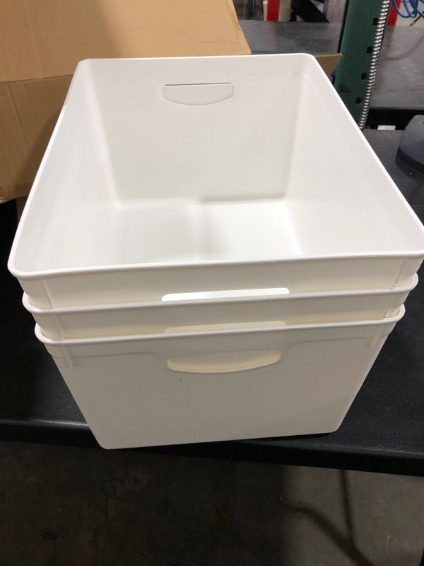 Photo 2 of 3ct Large Plastic Rectangle Storage Bin White - Bullseye's Playground™

