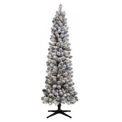 Photo 1 of 6ft Pre-lit Artificial Christmas Tree Flocked Alberta Spruce Clear Lights - Wondershop™
