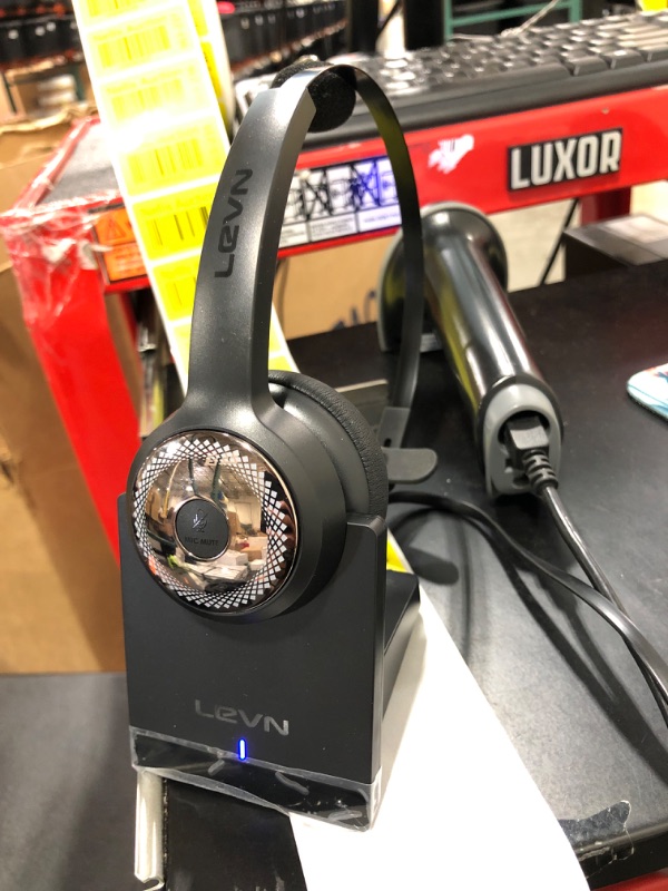 Photo 1 of LEVN Bluetooth 5.0 Headset, Wireless Headset with Microphone (AI Noise Cancelling), 35Hrs Bluetooth Headphones with USB Dongle for PC, Suitable for Remote Work/Call Center/Zoom/Online Class/Trucker
