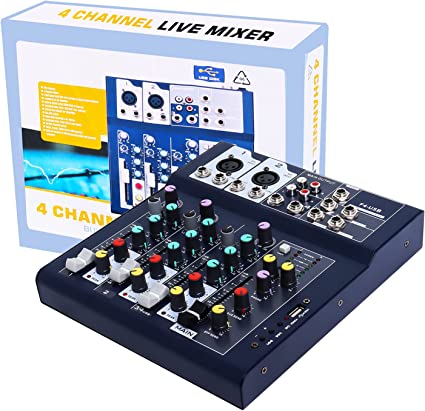 Photo 1 of 4 Channel Mixer,Portable USB Audio Mixer,48V Phantom Power Mixing Board,Sound Mixing Console Line Mixer
