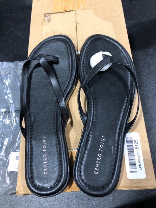 Photo 1 of CentroPoint Women's T-strap Thong Flat Flip Flops Casual Thin Strap Sandals Single Layer Premier Leather Shoes For Summer Outdoor, Size 8 1/2
