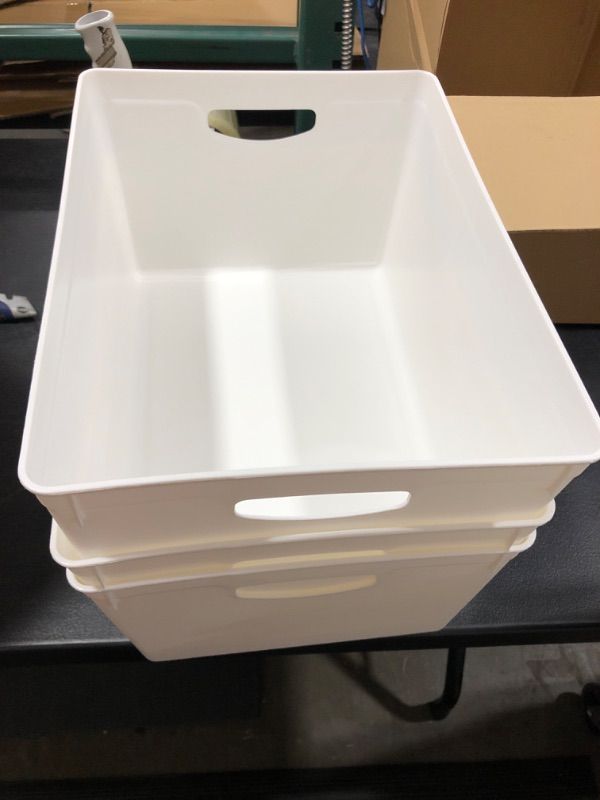 Photo 4 of 3ct Large Plastic Rectangle Storage Bin White - Bullseye's Playground™

