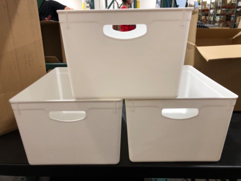 Photo 2 of 3ct Large Plastic Rectangle Storage Bin White - Bullseye's Playground™

