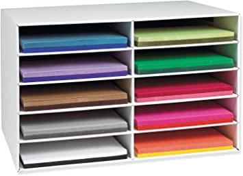 Photo 1 of Classroom Keepers 12" x 18" Construction Paper Storage, 10-Slot, White