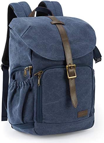 Photo 1 of BAGSMART Camera Backpack, Water Resistant DSLR Camera Bag Canvas Bag Fit up to 15 Laptop with Rain Cover, Tripod Holder for Women and Men (Blue)
