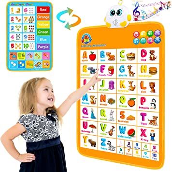 Photo 1 of Electronic Alphabet Wall Chart, Talking ABC Interactive Alphabet Poster at Daycare, Preschool, Kindergarten for Toddlers, Kids Educational Learning Toys Birthday Gifts for 1 2 3 4 Year Old Girls Boys
