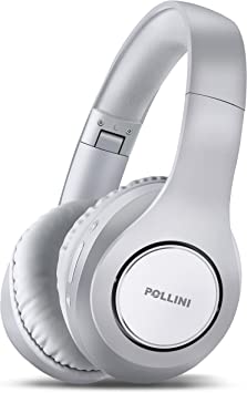 Photo 1 of Bluetooth Headphones Wireless, pollini 40H Playtime Foldable Over Ear Headphones with Microphone, Deep Bass Stereo Headset with Soft Memory-Protein Earmuffs for iPhone/Android Cell Phone/PC (Silver)
