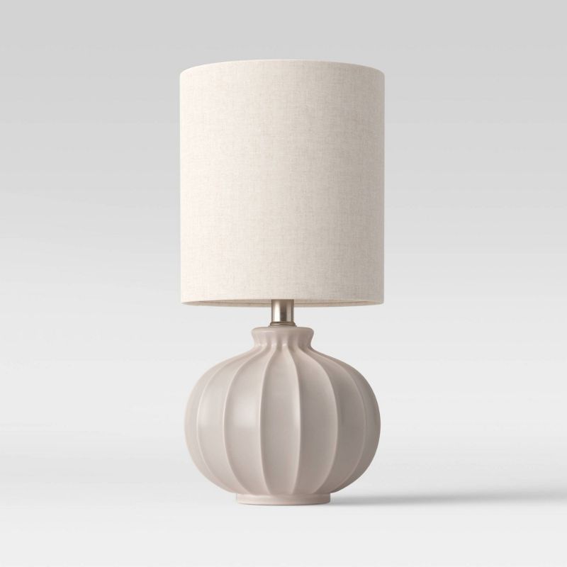 Photo 1 of Medium Assembled Ceramic Table Lamp (Includes Energy Efficient Light Bulb) Gray - Threshold
