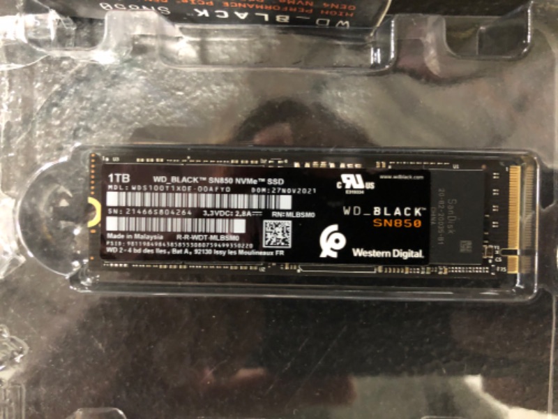 Photo 2 of WD_BLACK 1TB SN850 NVMe Internal Gaming SSD Solid State Drive - Gen4 PCIe, M.2 2280, 3D NAND, Up to 7,000 MB/s - WDS100T1X0E
