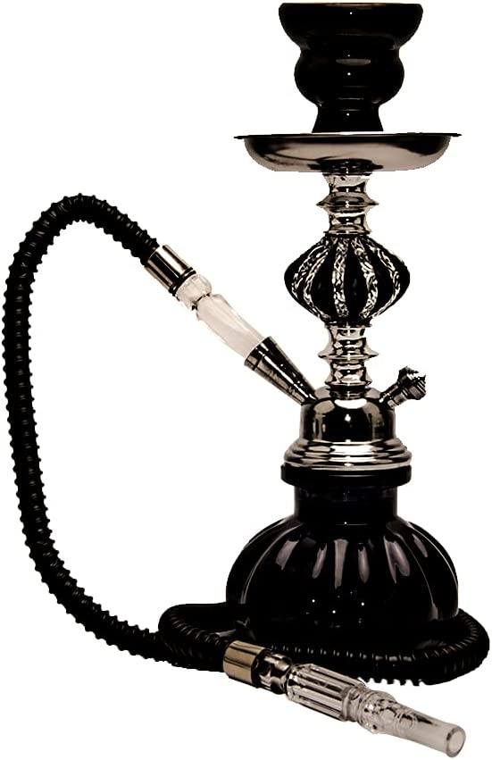 Photo 1 of 11" Hookah Set - 1 Hose Premium Hose Hookah Complete Set - Shisha Hookah Kit With Glass Vase Ceramic Bowl & Coal Tongs Ashtray
