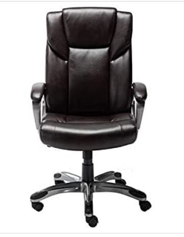 Photo 1 of Amazon Basics High-Back Bonded Leather Executive Office Computer Desk Chair - Black 
