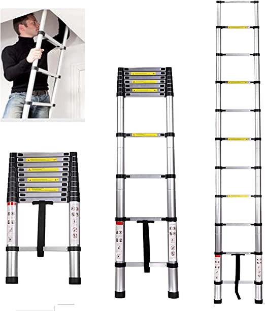 Photo 1 of 3.2m Telescopic Ladder Multi-Purpose Aluminum for Loft Home Capacity Max Load 150kg/330lb for Outdoor & Indoor Use 11 Steps Wight 9.2kg
