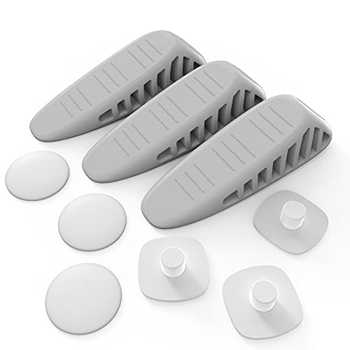 Photo 1 of ALBEN Rubber Door Stopper Set - (Gray, 3 Pack) for All Flooring Types - 3 Heavy Duty Rubber Door Stops with 3 Silicone Wall Protectors and Convenient
