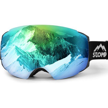 Photo 1 of Stomp Ski Goggles PRO - Frameless Interchangeable Lens 100% UV400 Protection Snow Goggles for Men & Women (Emerald)
