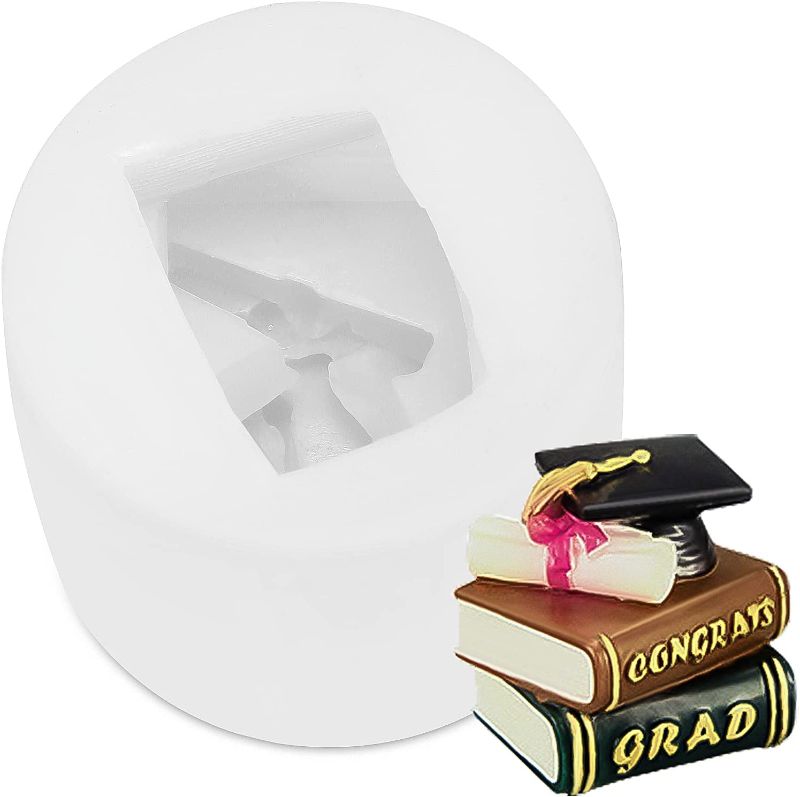 Photo 1 of 3D Graduation Mold Graduation Cap Silicone Mold Fondant Candy Molds Graduation Diploma Candy Chocolate Making Supplies for Cake Cupcake Topper Graduation Party Decorations
