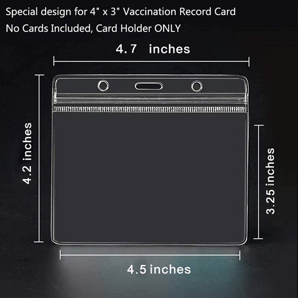 Photo 2 of SYSCN 10 Pack Vaccine Card Protector and 10 Pack Blue lanyards 4 X 3 Record Cards Holder Clear Vinyl Plastic Sleeve with Waterproof Type Resealable Zip
