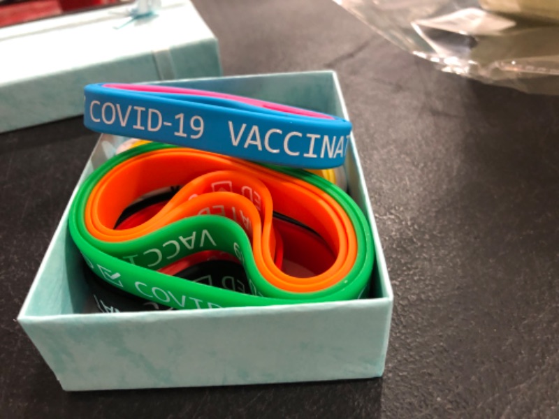 Photo 3 of Covid-19 Silicone Bracelets for Men Women Vaccination Identification Rubber Wristbands for Covid Vaccine Support