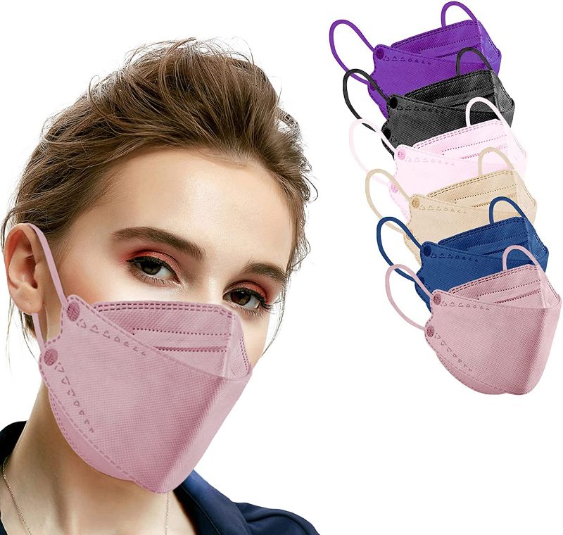 Photo 1 of 60PCS Multicolor KF94 Mask, 4 Layers Non-woven KF94 Face Masks 3D Fish Type Protection for Adult Women Men 6 Color
